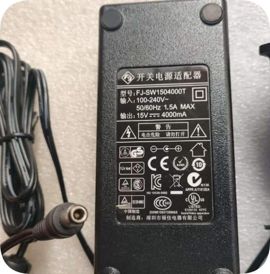 *Brand NEW*FJ-SW1504000T Switching Power Adapter 15V 4000mA 60W DC Barrel Plug Multi-Global Safety Certificati *Brand NEW*FJ-SW1504000T Switching Power Adapter 15V 4000mA 60W DC Barrel Plug Multi-Global Safety Certificati